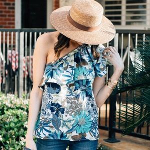One shoulder floral top